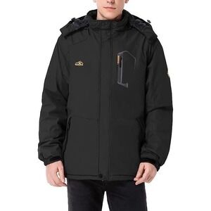 Merence Men's Mountain Ski Jacket Waterproof Windproof Winter Black Size L